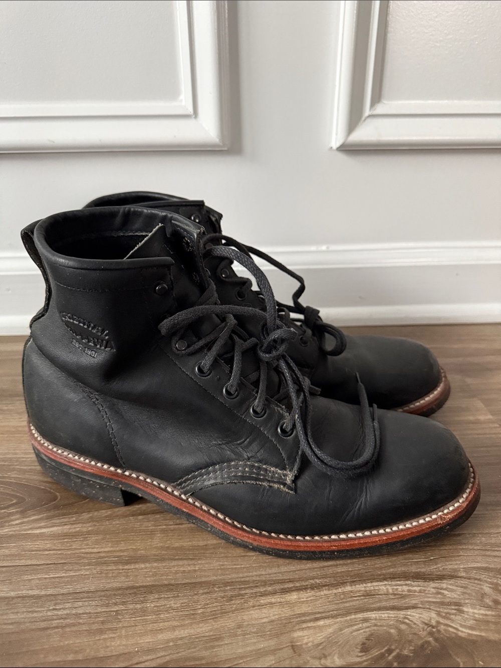 Chippewa Original Service Boots Mens 9 D Black Leather Vibram USA Made Heritage - Picture 9 of 10